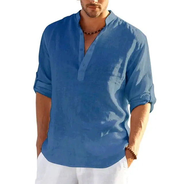 Men's Linen Long Sleeve Shirt - GLR SHOPPING