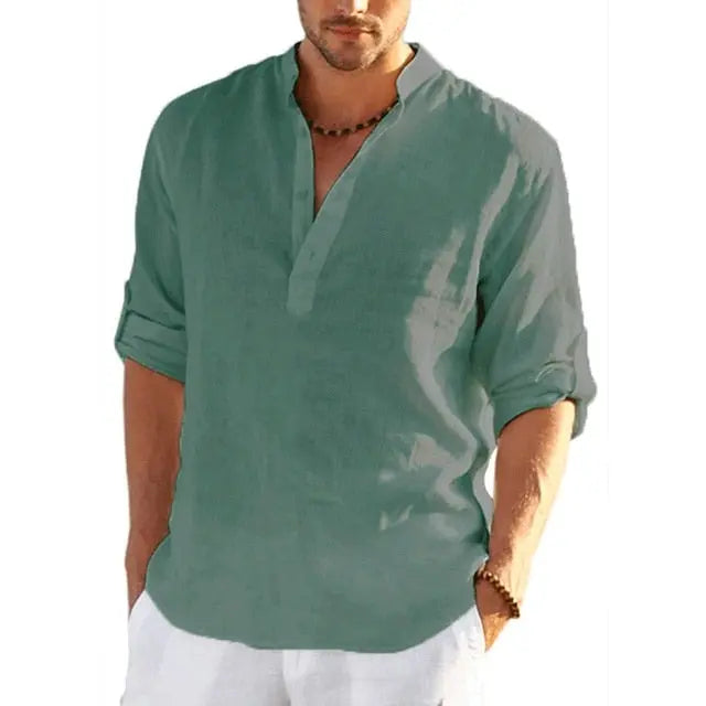 Men's Linen Long Sleeve Shirt - GLR SHOPPING