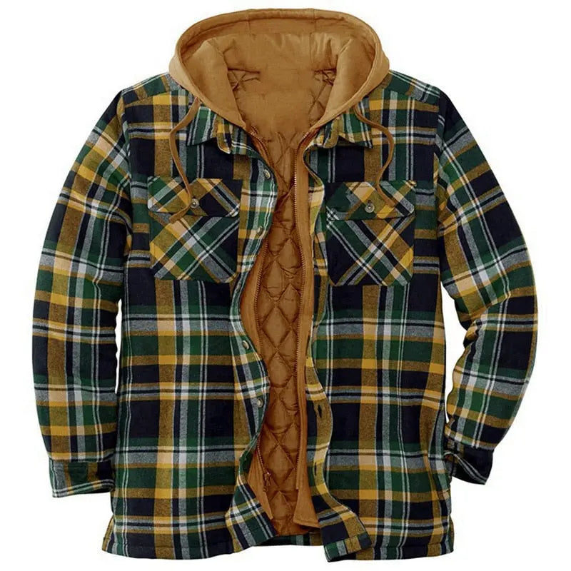 Plaid Long-sleeved Hooded Jacket - GLR SHOPPING