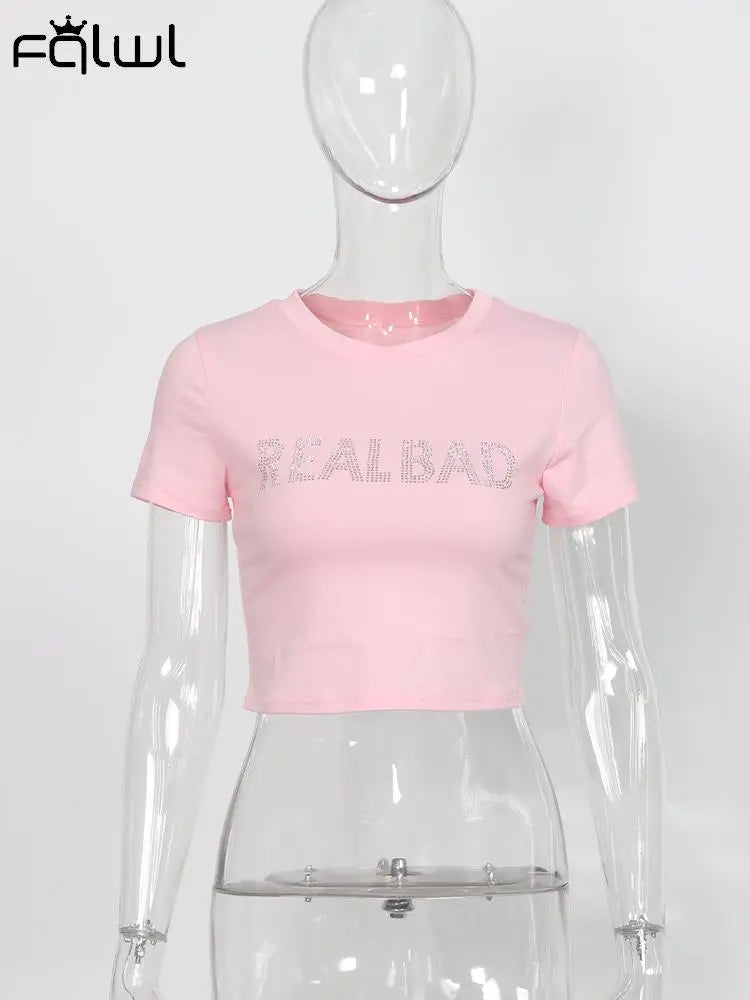 O Neck Diamond Crop Tops - GLR SHOPPING