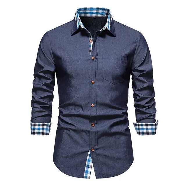 Plaid Patchwork Formal Shirts for Men - GLR SHOPPING