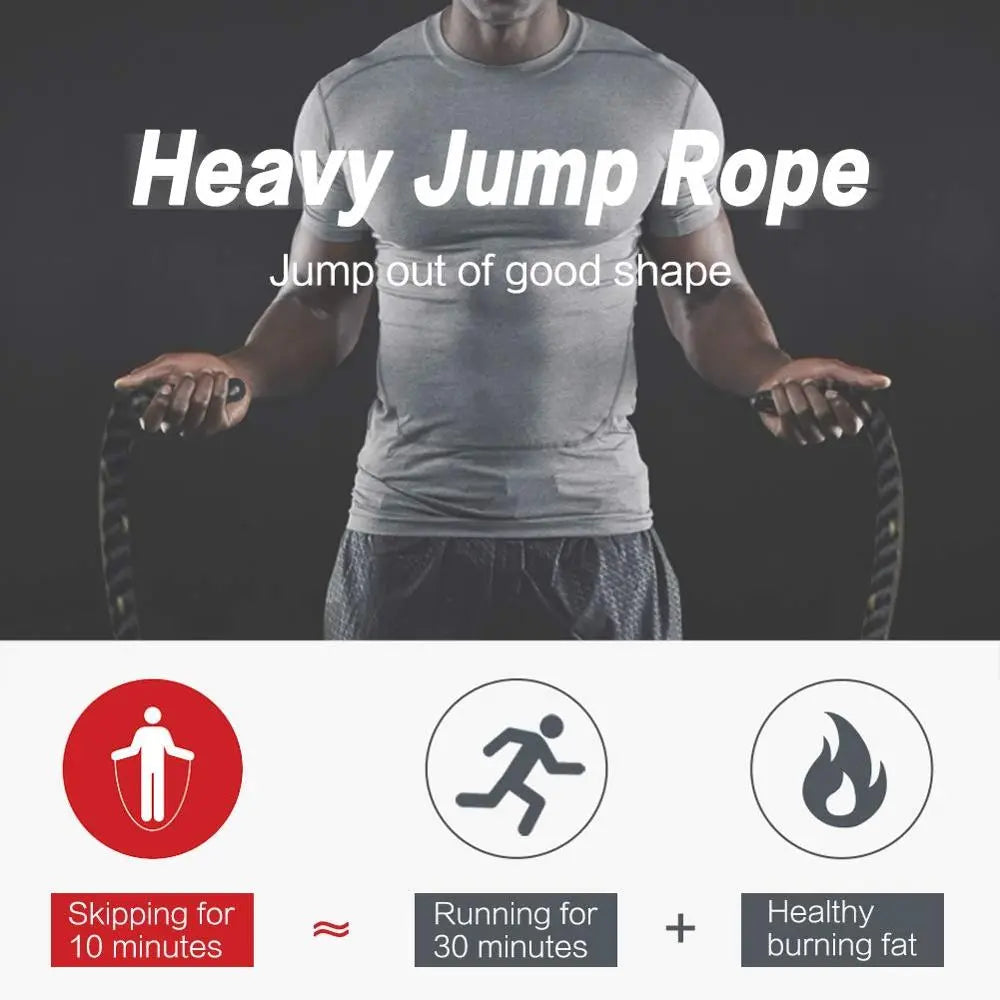 25mm Fitness Heavy Jump Rope Crossfit Weighted Battle Skipping Ropes Power Training Improve Strength Building Muscle 2.8m/3m - GLR SHOPPING