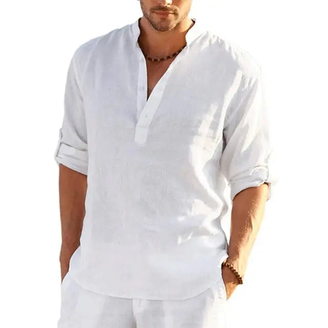 Men's Linen Long Sleeve Shirt - GLR SHOPPING