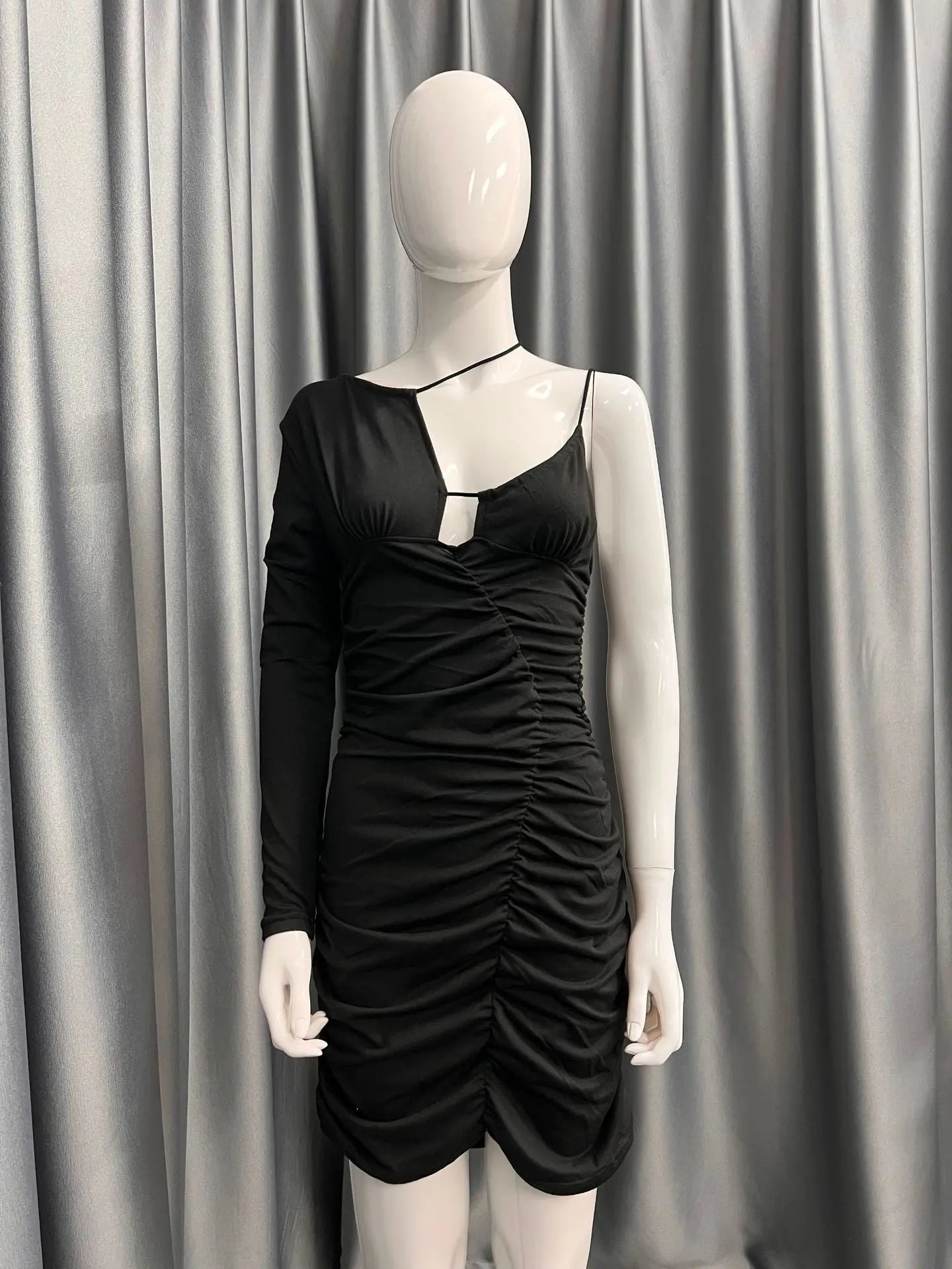 New Sexy Irregular One Shoulder Long Sleeve Dress - GLR SHOPPING