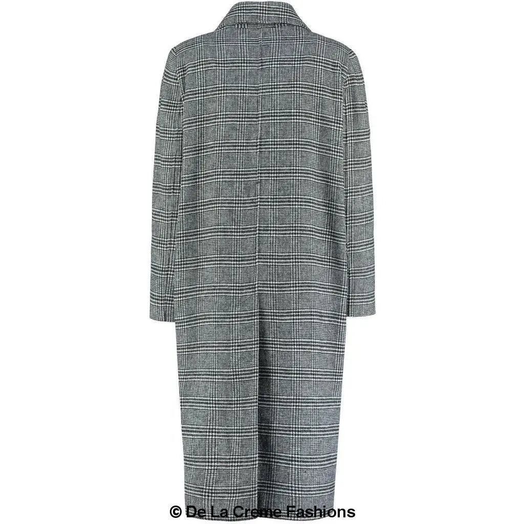 De La Creme - Womens Prince Of Wales Check Wrap Long Coat - GLR SHOPPING