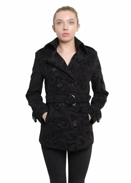 De La Creme - Womens Tribal Print Double Breasted Short Coat - GLR SHOPPING