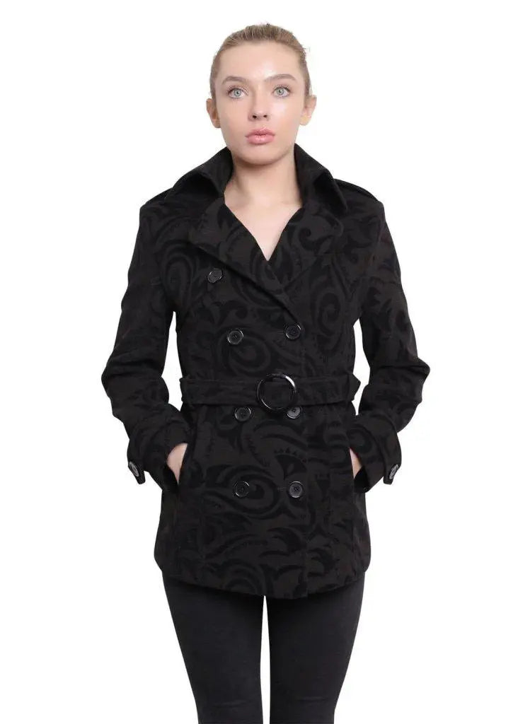 De La Creme - Womens Tribal Print Double Breasted Short Coat - GLR SHOPPING