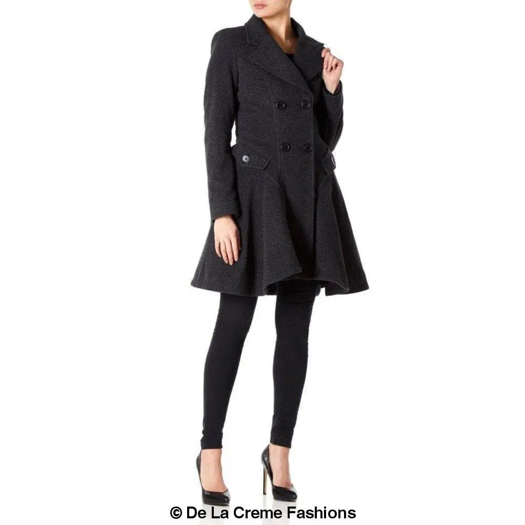 Wool Blend Double Breasted Skater Coat (1102) - GLR SHOPPING