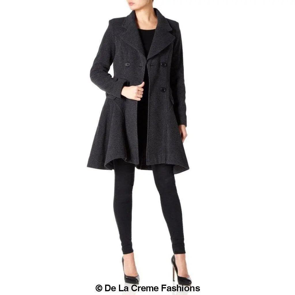 Wool Blend Double Breasted Skater Coat (1102) - GLR SHOPPING