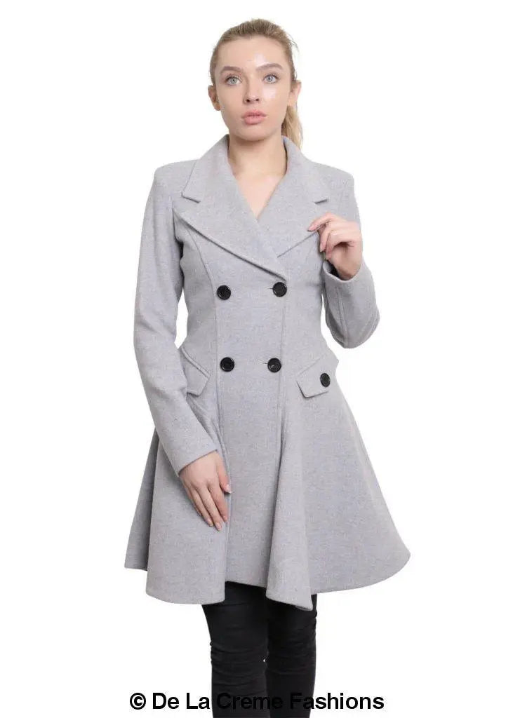 Wool Blend Double Breasted Skater Coat (1102) - GLR SHOPPING