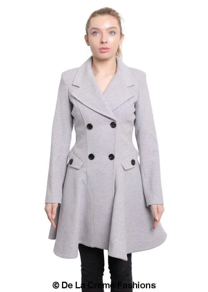 Wool Blend Double Breasted Skater Coat (1102) - GLR SHOPPING