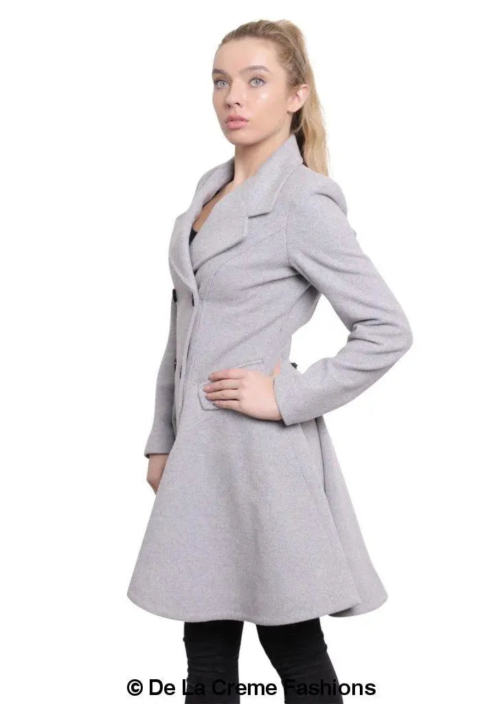 Wool Blend Double Breasted Skater Coat (1102) - GLR SHOPPING