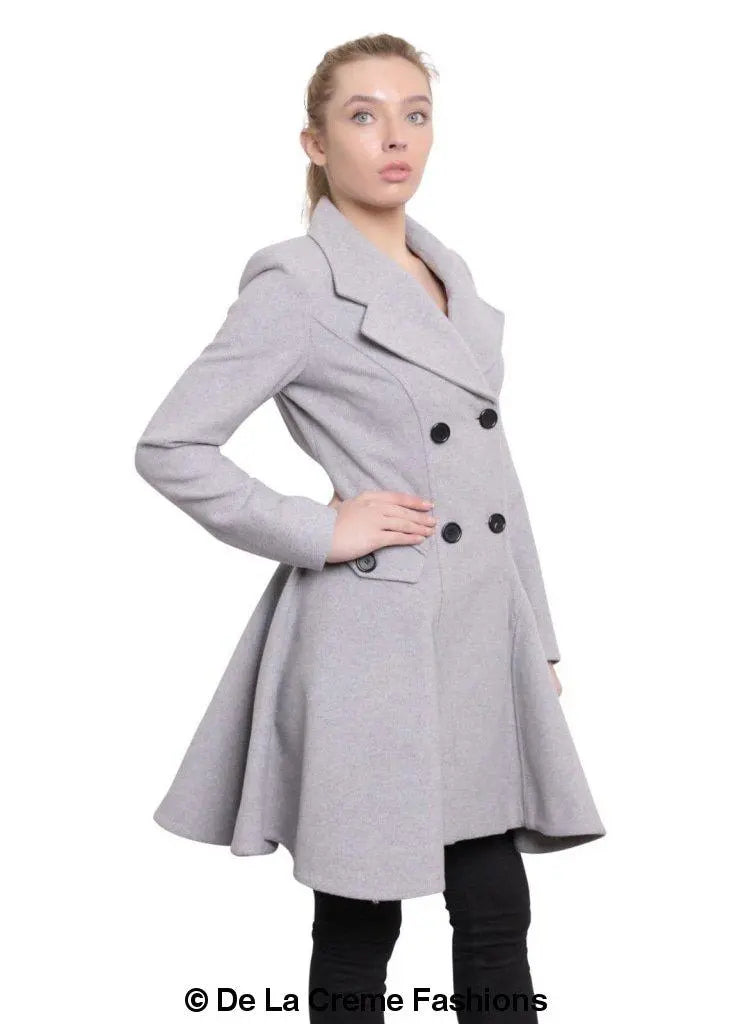 Wool Blend Double Breasted Skater Coat (1102) - GLR SHOPPING