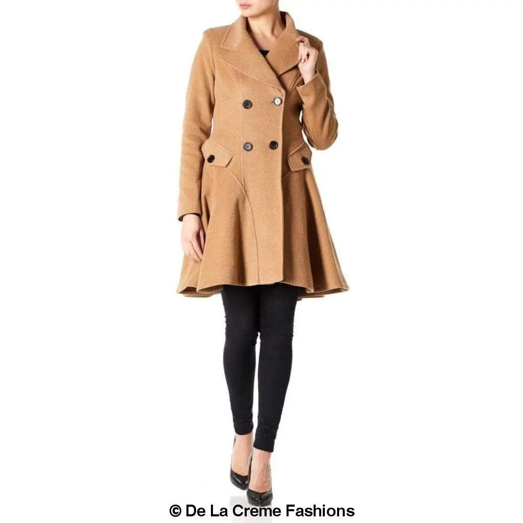 Wool Blend Double Breasted Skater Coat (1102) - GLR SHOPPING