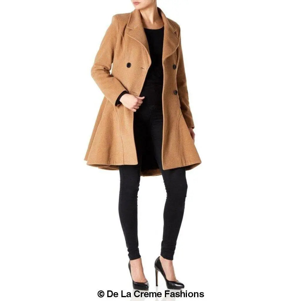 Wool Blend Double Breasted Skater Coat (1102) - GLR SHOPPING