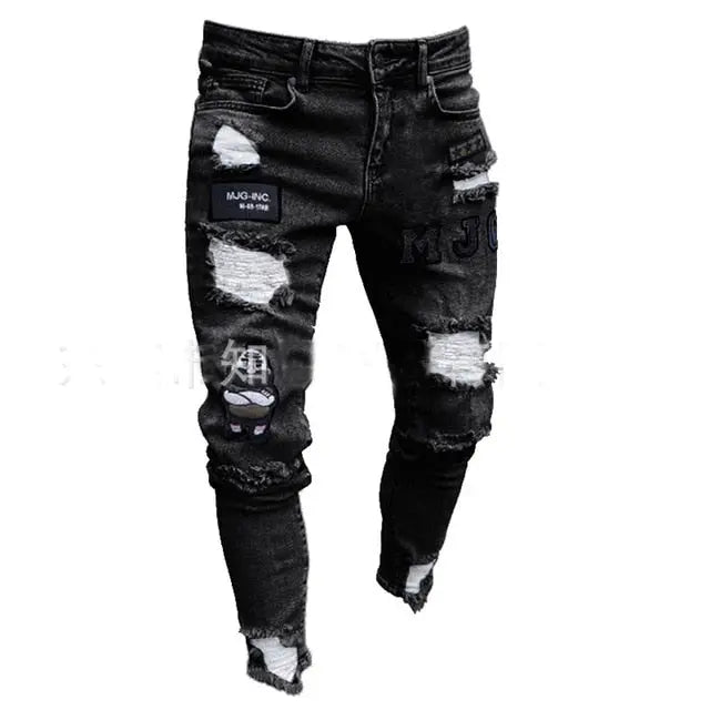 Men Stretchy Ripped Skinny Jeans - GLR SHOPPING