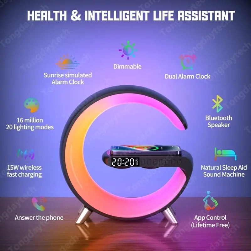 Multifunctional Wireless Charger Alarm Clock Speaker - GLR SHOPPING