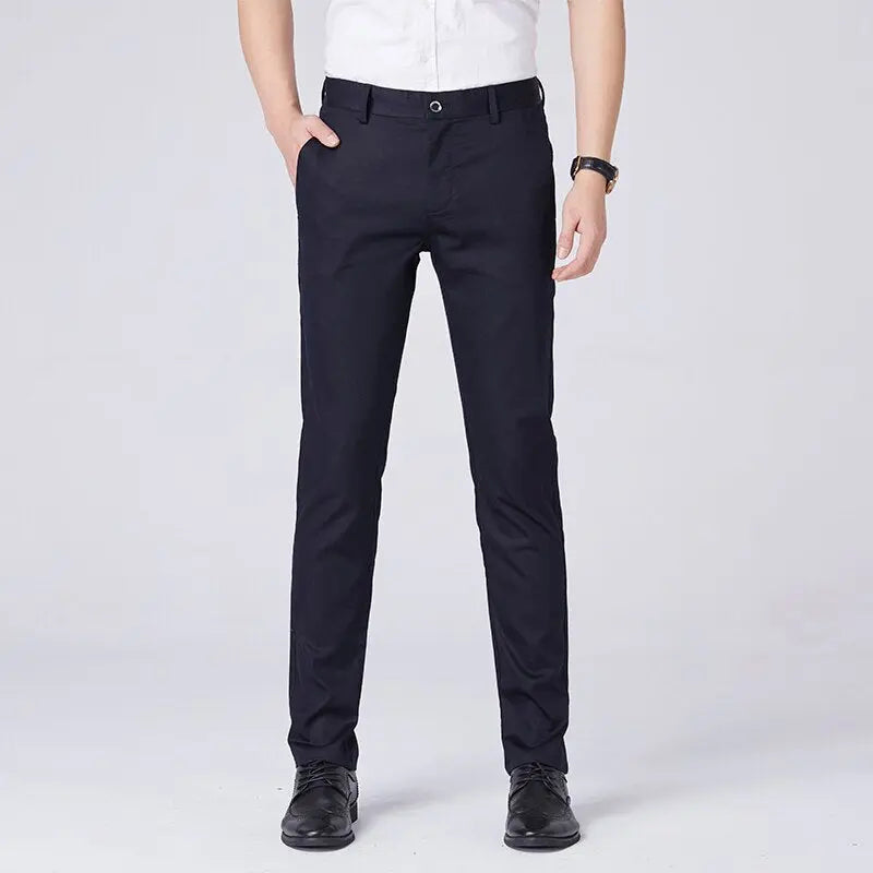 Ice Silk Slim Fit Business Elastic Trousers - GLR SHOPPING