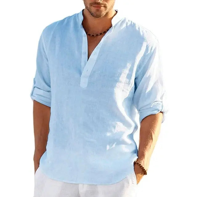 Men's Linen Long Sleeve Shirt - GLR SHOPPING