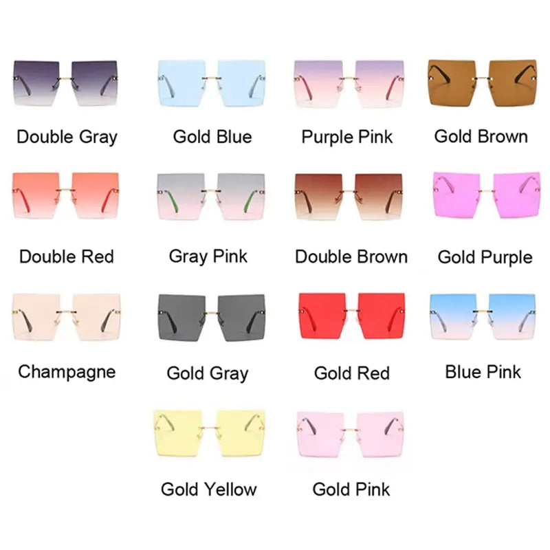 Oversized Rimless Square Sunglasses - GLR SHOPPING