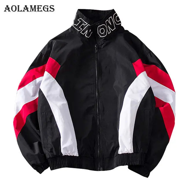 Aolamegs Jackets Men Patchwork Jacket Tracksuit High Street Coats Hip Hop Fashion Male Streetwear Couple Windbreaker Jackets - GLR SHOPPING