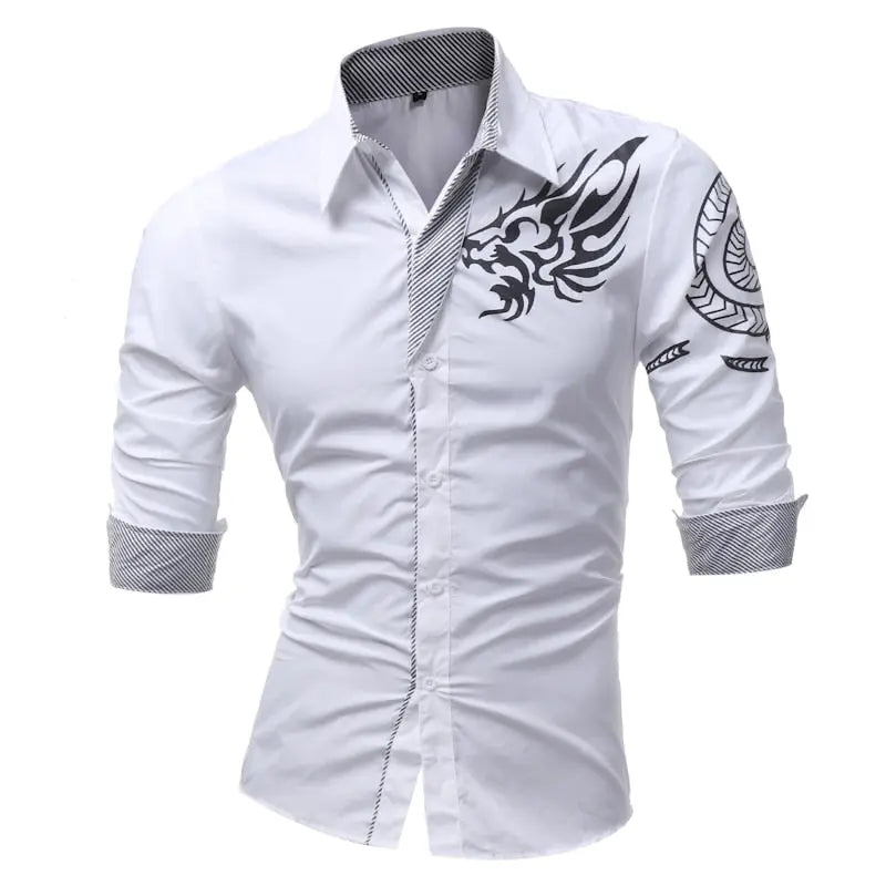 Men'S Long-Sleeved Dress Shirt Dragons - GLR SHOPPING