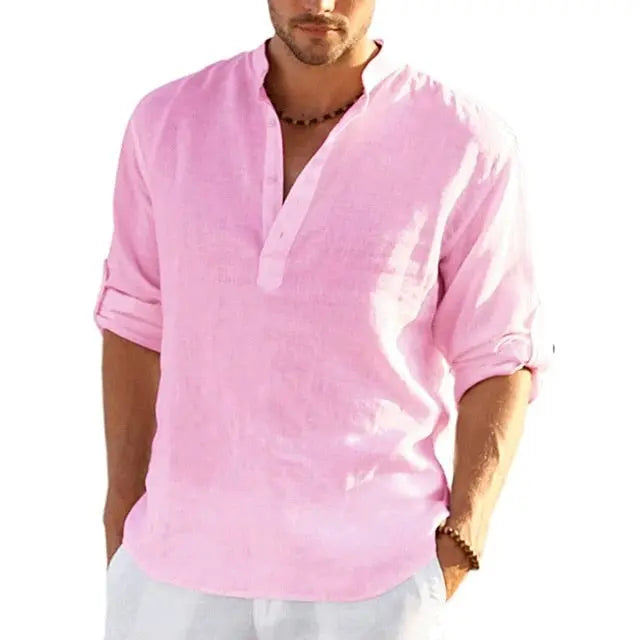 Men's Linen Long Sleeve Shirt - GLR SHOPPING