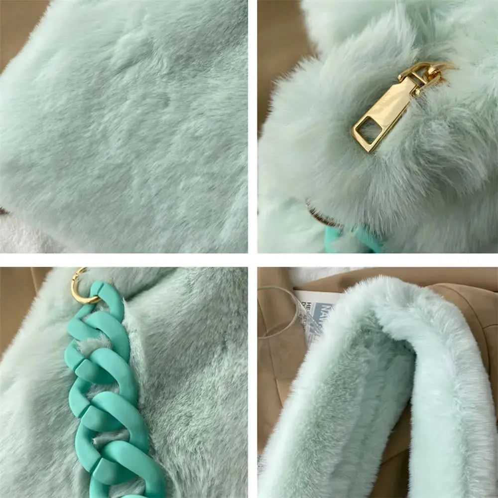 Fluffy Faux Fur Soft Shoulder Bags - GLR SHOPPING