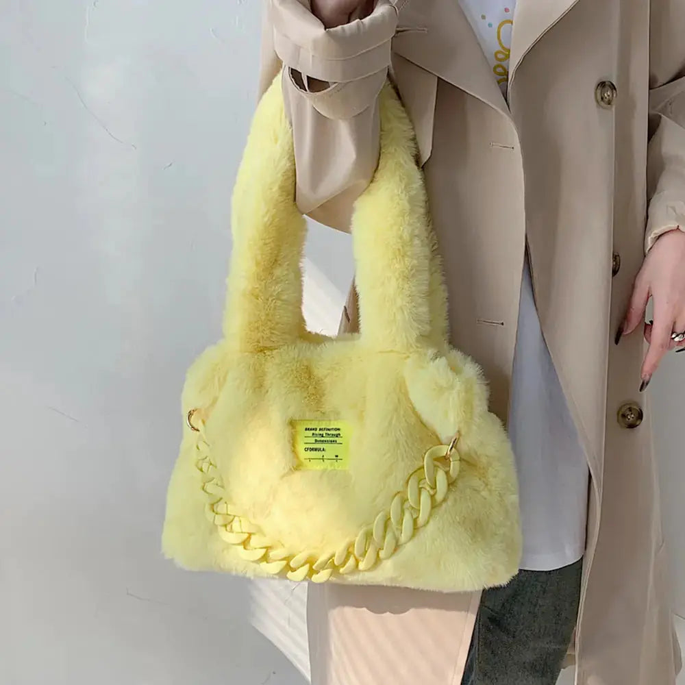 Fluffy Faux Fur Soft Shoulder Bags - GLR SHOPPING