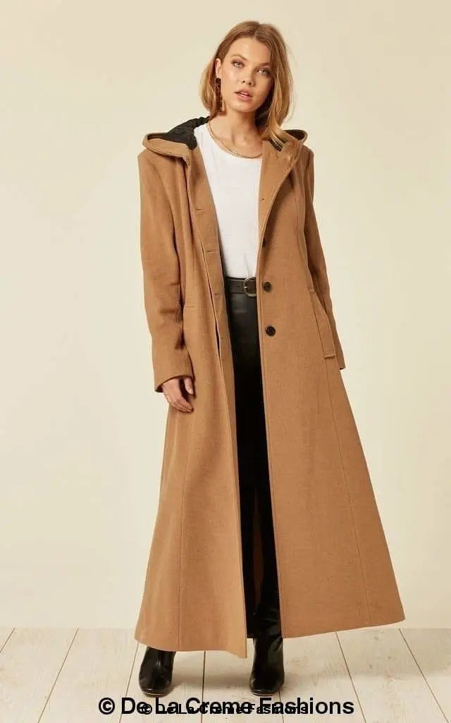 Oversized Wool Blend Hooded Long Coat (1716) - GLR SHOPPING