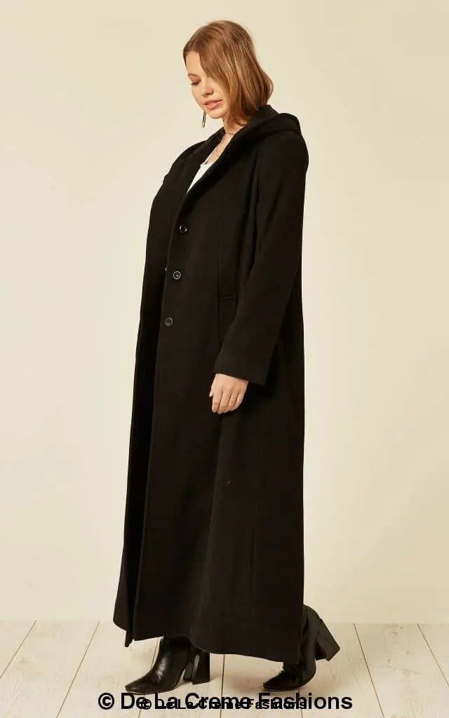 Oversized Wool Blend Hooded Long Coat (1716) - GLR SHOPPING
