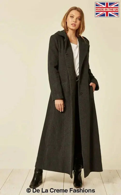 Oversized Wool Blend Hooded Long Coat (1716) - GLR SHOPPING