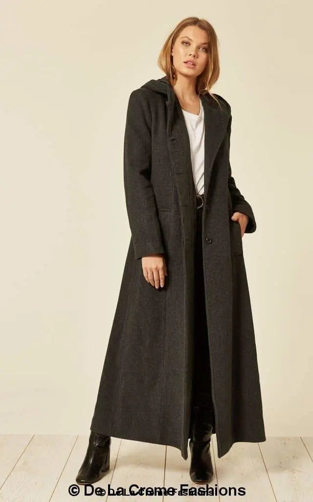 Oversized Wool Blend Hooded Long Coat (1716) - GLR SHOPPING