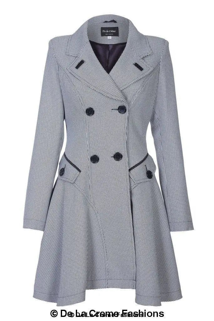 Vanessa Dogtooth Fit and Flare Mac Coat - GLR SHOPPING