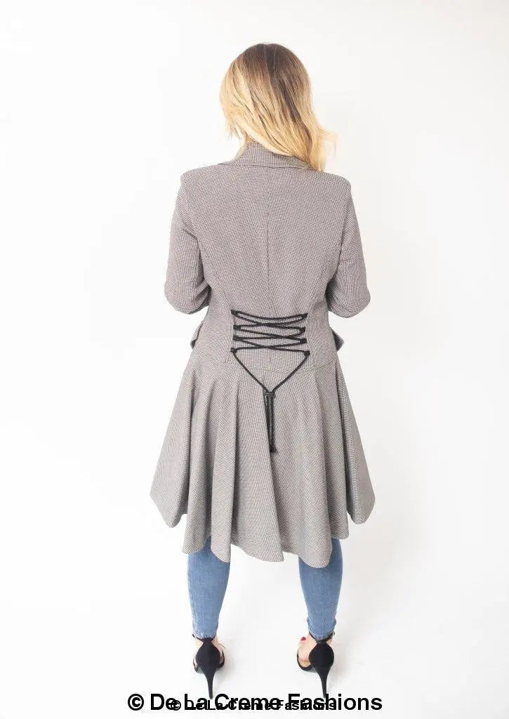 Vanessa Dogtooth Fit and Flare Mac Coat - GLR SHOPPING