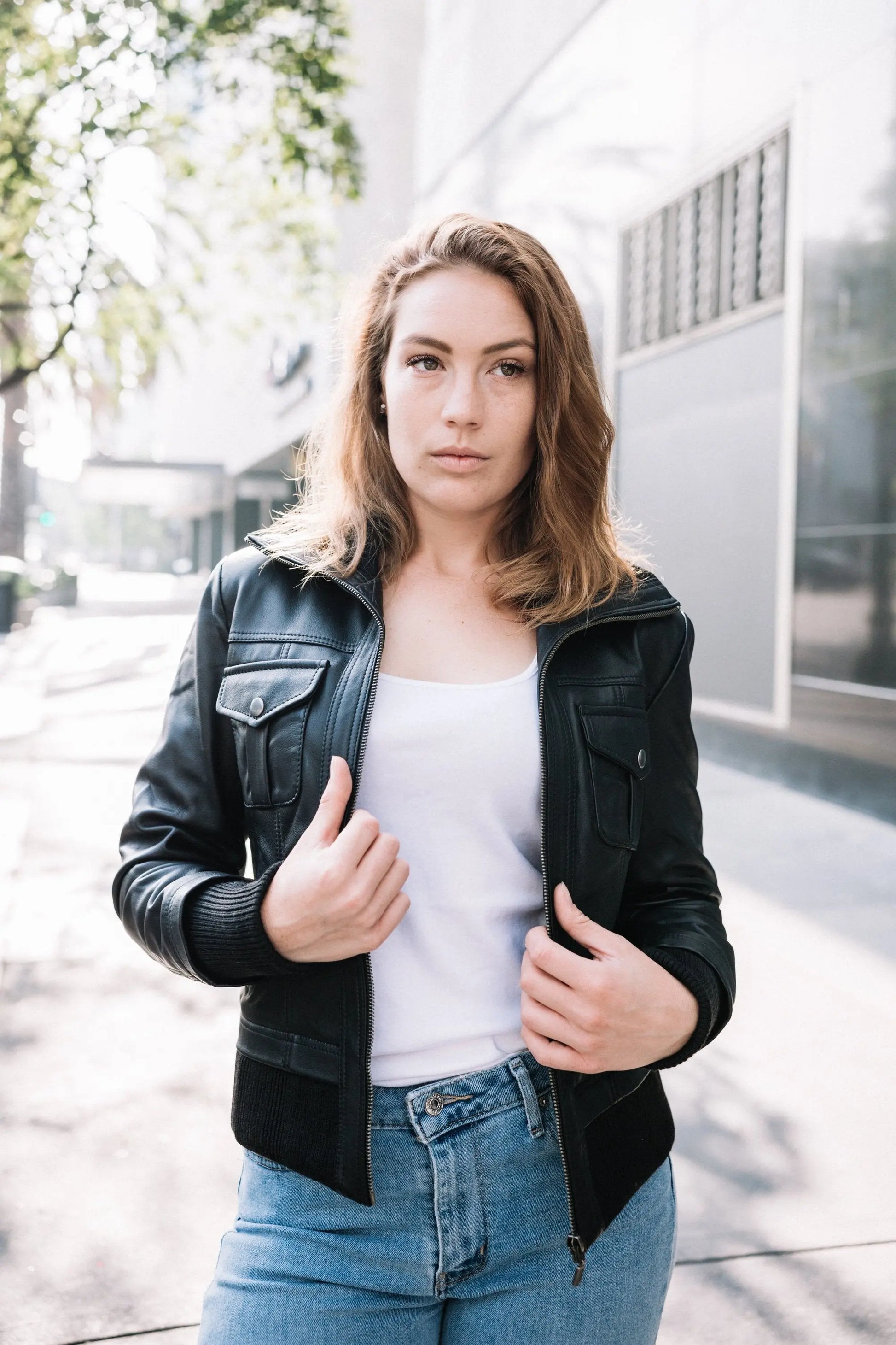 Bailey Womens Leather Bomber Jacket - GLR SHOPPING