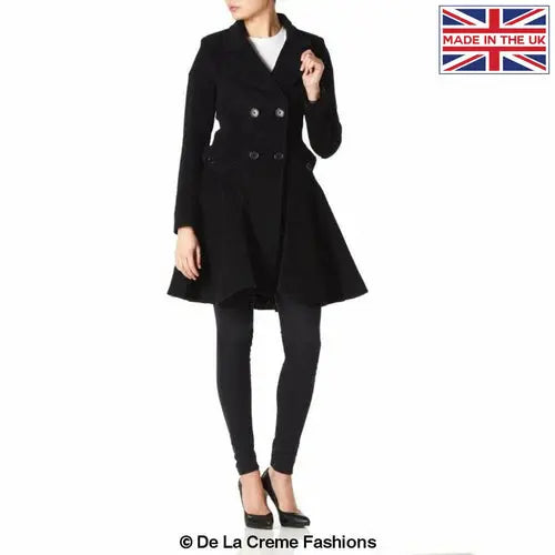 Wool Blend Double Breasted Skater Coat (1102) - GLR SHOPPING
