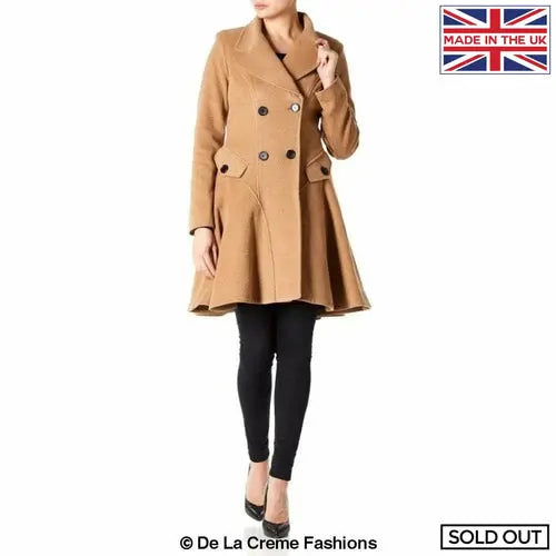 Wool Blend Double Breasted Skater Coat (1102) - GLR SHOPPING