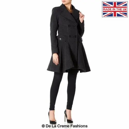 Wool Blend Double Breasted Skater Coat (1102) - GLR SHOPPING
