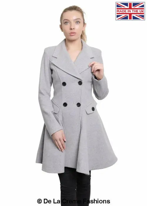 Wool Blend Double Breasted Skater Coat (1102) - GLR SHOPPING