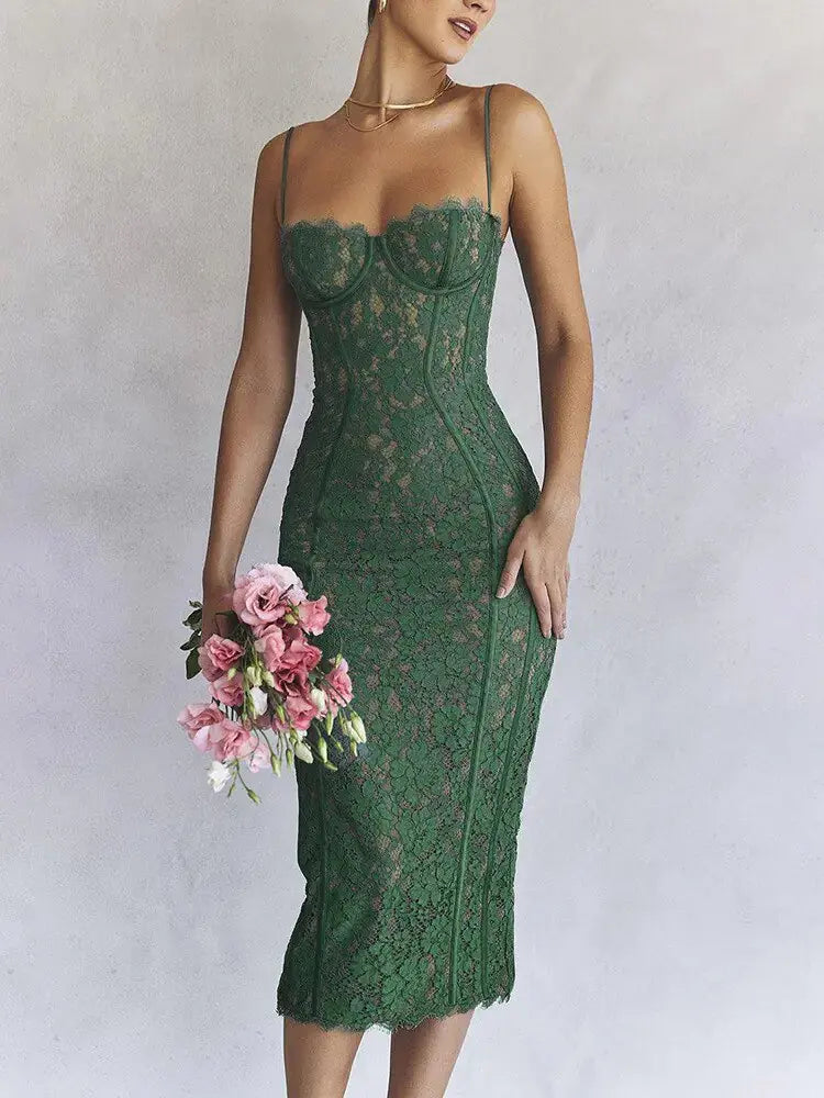 Elegant Backless Midi Dress GLR SHOPPING