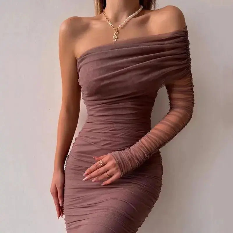 Diagonal Backless: Sexy Mesh Dress GLR SHOPPING