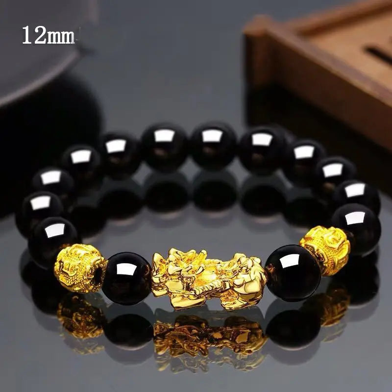 Black Gold Beaded Pixiu Bracelet GLR SHOPPING