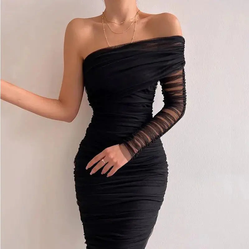 Diagonal Backless: Sexy Mesh Dress GLR SHOPPING