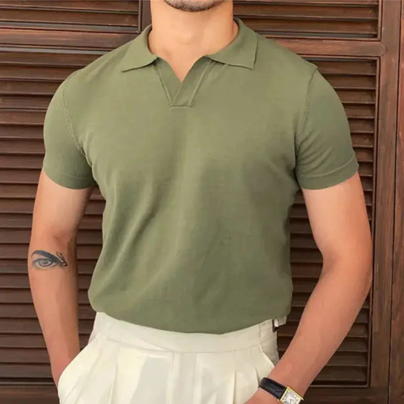 Open Neck Short Sleeve Polo GLR SHOPPING