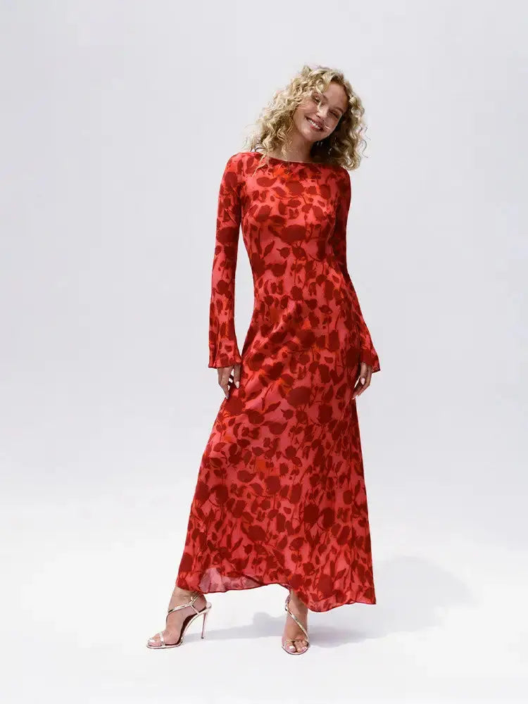 Floral Zebra Print Long Sleeve Maxi Dress GLR SHOPPING