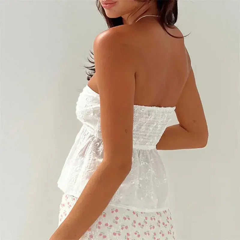 Embroidered Strapless Top GLR SHOPPING