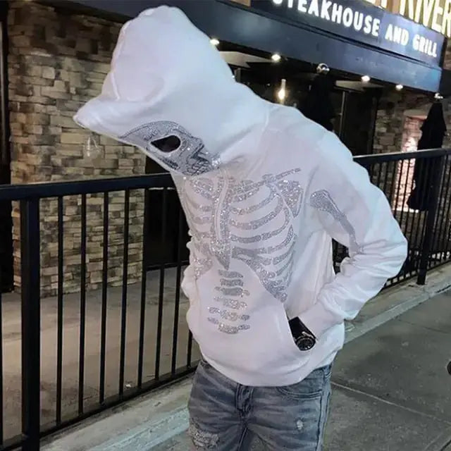 Gothic Rhinestone Skeleton Hoodie GLR SHOPPING