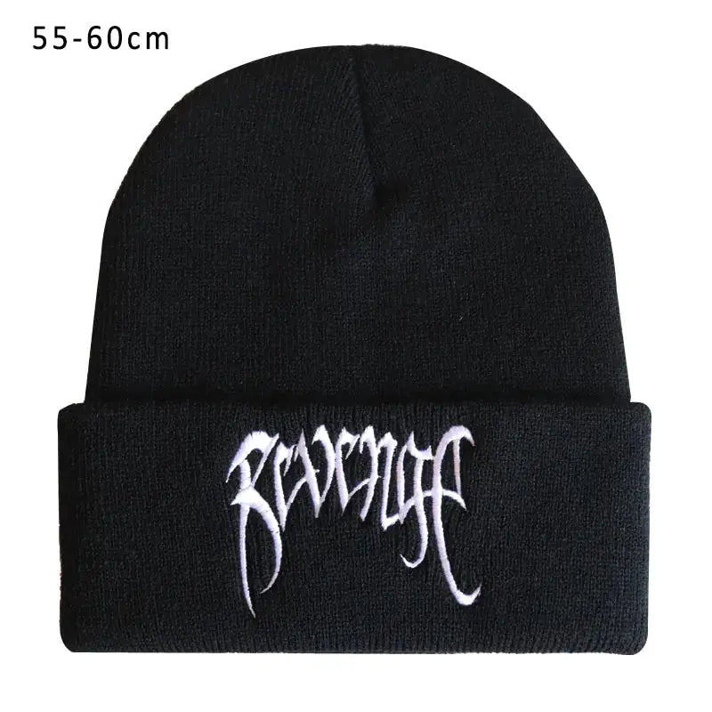 Autumn Winter Black Knitted Embroidery Hats GLR SHOPPING