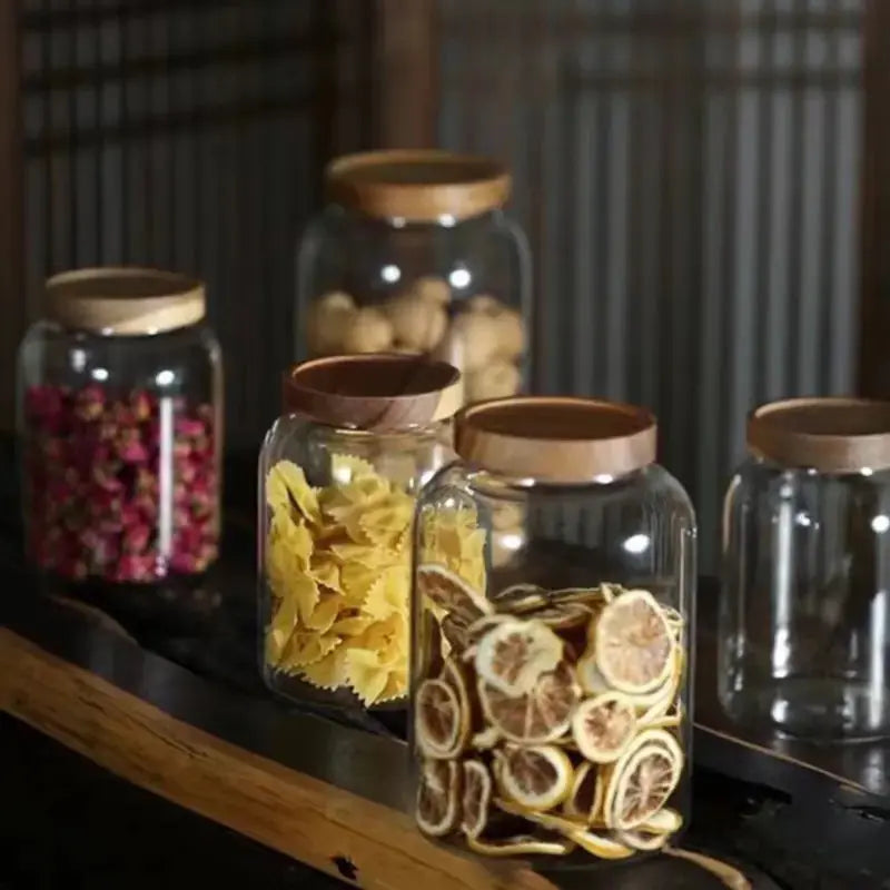 Large-Capacity Glass Jar with Wooden Lid GLR SHOPPING